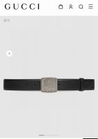 古奇 新款 宽3.5Cm 男士腰带 各式百搭单品继续为Gucci 早春系列添姿加彩。这款时尚腰带以黑色皮革匠心呈现，配以由钯金色调金属打造的Gucci铭牌腰带扣