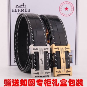 皮带：爱玛仕.Hermes顶级原单 腰带：百分百进口头层牛皮，鳄鱼皮纹路，保证真皮。24K纯钢扣双面可用专柜同等质量， 送人自用首选 包装： 请认准如图专柜包装