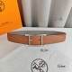 HermèS 爱马仕针扣皮带 原单品质 双面荔枝纹 土黄+卡其 32Mm宽 双面可用 配官网经典H亮金 亮银 亮枪扣