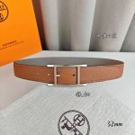 HermèS 爱马仕针扣皮带 原单品质 双面荔枝纹 土黄+卡其 32Mm宽 双面可用 配官网经典H亮金 亮银 亮枪扣