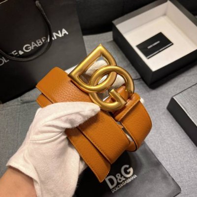 Dg 宽4.0Cm Dolce&Gabbana 新款 进口荔枝纹牛皮 Lux 鞍皮腰带，雅致配饰，搭配双电镀标牌
