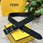特 Fendl 芬迪 专柜同款 宽3.8Cm 原版定制布料 Ff图案布料材质 黑色皮革内衬 单钉镀钯金属配件 时尚潮流 经典系列