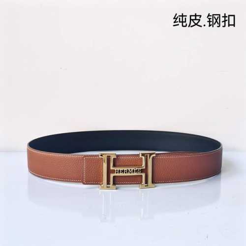 特 Hermes[正]原单爱马仕，宽3.8Cm进口原版皮带身，双面可两面用，精品电镀五金 ！