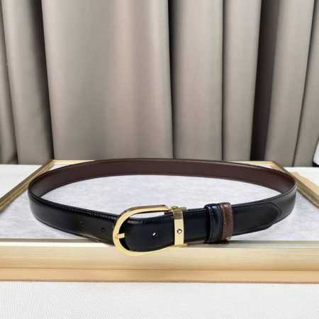 万宝龙 头层牛皮3.0Cm 官网同步 纯铜金属标识 该皮带可调节 且能根据需要剪裁 达到修身效果 - 点击图像关闭
