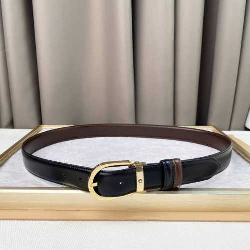 万宝龙 头层牛皮3.0Cm 官网同步 纯铜金属标识 该皮带可调节 且能根据需要剪裁 达到修身效果