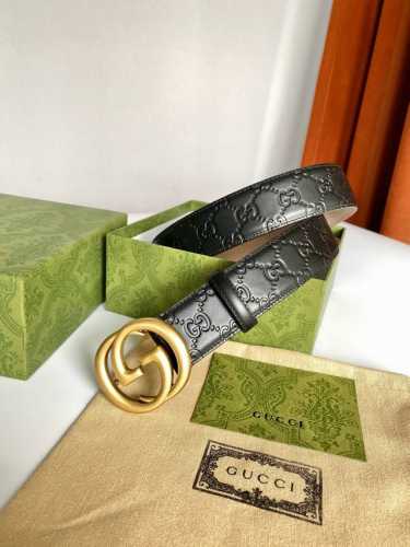 特 Gucci 古奇 Signature腰带 热压大花3.8宽度触感厚实，印花图案清晰分明