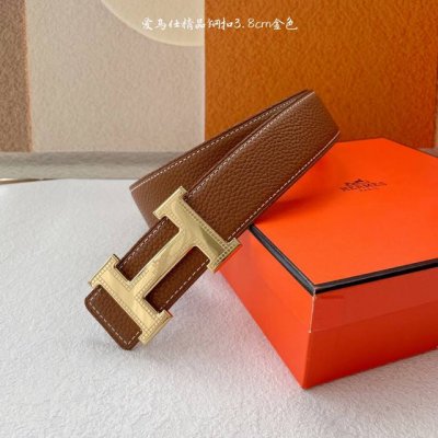 特P190 Hermes 原单爱马仕，宽3.8Cm进口原版皮带身，双面可两面用，精品电镀五金 ！