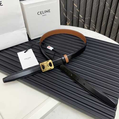 Taurillon皮革和天然牛皮革中号triomphe造型装饰双面腰带 女款尺码 Taurillon皮革 中腰 金色饰面 宽度1英寸 2.5厘米 Framed