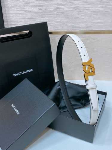 Salnt.Laurent.Paris. Y S L复古铜扣. 简单百搭！双面头层小牛皮 手感柔软细腻 2.4Cm