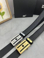 品名：万宝龙 Montblanc 自动带 材质：原单牛皮腰带 百分百头层牛皮腰带保证真皮，24K纯钢扣，专柜原单品质、做工精细，时尚大牌，送人自用首选 包装：