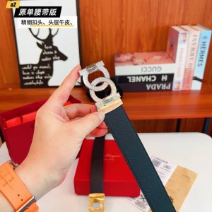 Ferrago 菲拉F 雙面头层牛皮 全新效果精钢材质搭扣 寬度35毫米 該皮帶可調節 且能根據需要裁剪達到修身效果