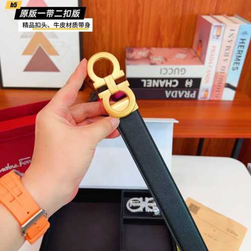 1带1扣 1带2扣 菲拉F家 双扣版 1带2扣 正版开模 此款腰带双面采用原厂牛皮带身，精密电镀标志性五金搭扣 对版专柜。3.5Cm 如需木盒40