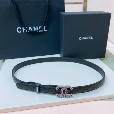 特 C Hanel 24S Cc 树脂 与 链节Logo字母搭扣 黄铜金属小羊皮菱格腰带 手感柔软 细腻 2.0Cm