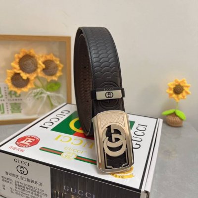 品名：古奇.Gu...Ci 材质：原单牛皮腰带 专柜原单品质、做工精细，时尚大牌，送人自用首选 包装： 请认准如图专柜包装赠送打孔器手提袋专柜礼盒宽度3.8Cm