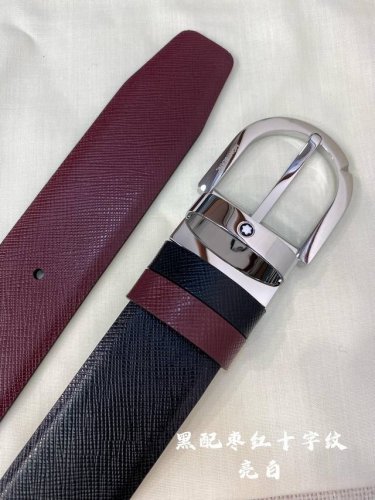 特 Montblanc万宝龙 宽3.5cm 采用头层牛皮 精品针式扣头 自由裁剪商务休闲皮带