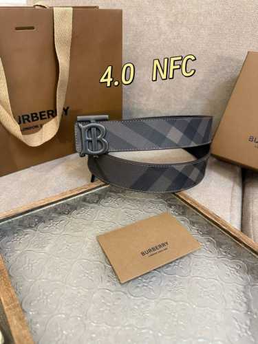 Burberry 博柏利原厂进口皮料，格纹 牛皮 品质毋庸置疑 没有更好 只有最好 宽度4.0Cm 内置Nfc正品芯片感应验证