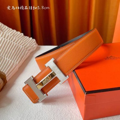 高端品质，实物拍摄 批￥ 配全套礼盒 ： 爱马仕 Hermes 原单爱马仕，宽3.8Cm手掌纹原版皮带身，双面可两面用，精品电镀五金 ！