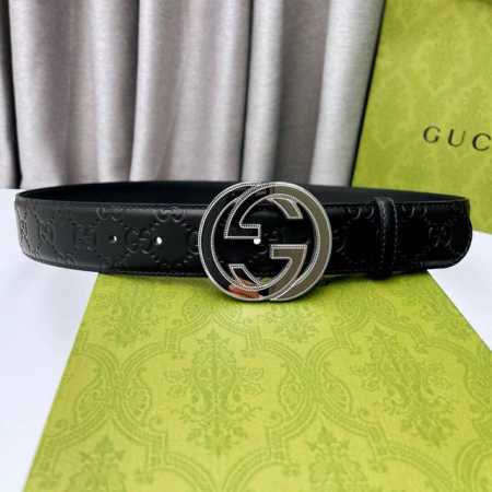 特 Gucci[正] 原单 纯钢花纹五金 永不掉色 头层牛皮 精工制作 4.0Cm 原厂压花 高端套华 实物拍摄 ！ - 点击图像关闭
