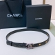 C Hanel 24S Cc 树脂 与 链节Logo字母搭扣 黄铜金属小羊皮菱格腰带 手感柔软 细腻 2.0Cm