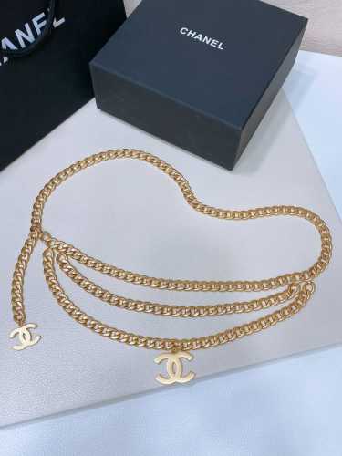 特 -Chanel 黄铜金属.经典链条Logo腰链 精致优雅 均码 三层链 简单不显单调 大爆款回货！