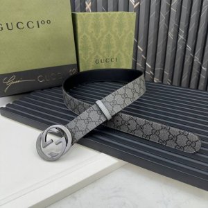 Gucci 专柜新版横标 编码411924 Kgdhk 1476 双面进口原厂防水Pvc材质 比牛皮还耐用 宽度4.0Cm 经典大饼双G带扣