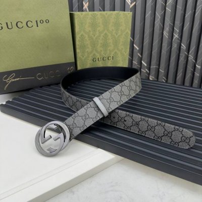 Gucci 专柜新版横标 编码411924 Kgdhk 1476 双面进口原厂防水Pvc材质 比牛皮还耐用 宽度4.0Cm 经典大饼双G带扣
