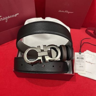 Ferragamo 菲拉格慕 支持Nxp芯片扫码 双面意大利进口原廠荔枝纹 非市面普通版本 精致镀鈀效果搭扣 寬度35毫米 該皮帶可調節 且能根據需要裁剪達到修