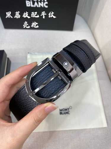 Montblanc万宝龙 宽3.5Cm 采用头层牛皮 精品针式扣头 自由裁剪商务休闲皮带。