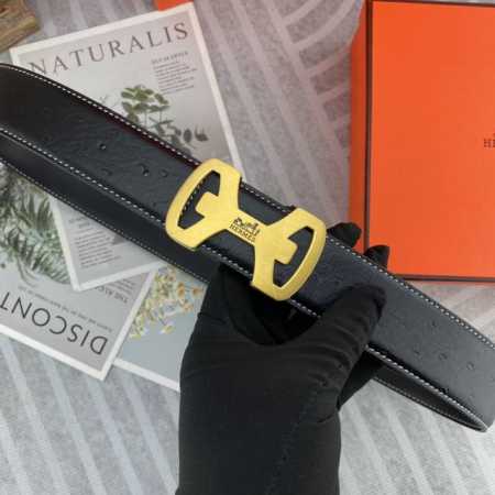 Hermes爱马仕 男士双面皮腰带38Mm 双面进口花纹皮压制。可双面使用 专柜走线 搭配新款扣 - 点击图像关闭