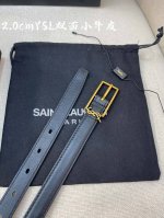 Ysl平纹顶级小牛皮软腰带 2.0Cm方形针铜扣Cassandre 标识腰带环
