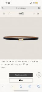 Hermes 女款 Focus Buckle & Reversible Leather Strap 3Mm