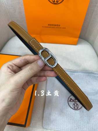 官网同步-Hermes-Glenan皮帶扣&雙面皮腰帶 13Mm 鍍鈀金属皮带扣 小牛皮双面腰带 - 点击图像关闭