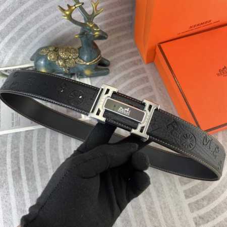 爱马仕 特种皮腰带系列 ，原厂五金精品不锈钢扣，手感柔软舒适 宽3.8Cm。 - 点击图像关闭