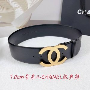 7.0Cm 香奈儿腰带，双面头层牛皮皮料，长度：.75.80.85.90.95.100.105.110欧，铜五金扣原版开模定制庆祝]