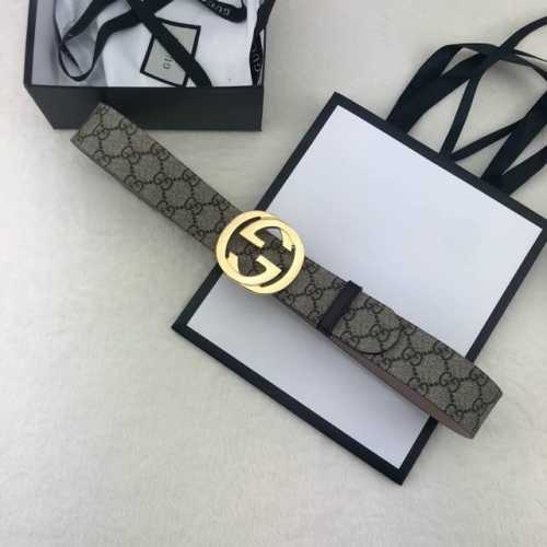 配全套包装盒 Gucci 古奇官网经典款 正品规格 原单品质 专柜pvc提花面料 头层进口变色磨砂底 官网40Mm 双g抛光亮面扣