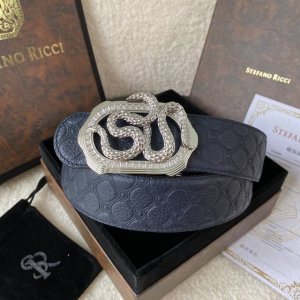 Stefano Ricci 新款原單品質 精品經典鹰头鋼扣 底桥雕刻Logo原版压纹牛皮進口底皮-寬度38毫米