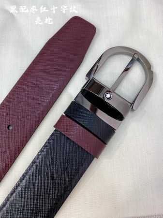 特 Montblanc万宝龙 宽3.5Cm 采用头层牛皮 精品针式扣头 自由裁剪商务休闲皮带 - 点击图像关闭