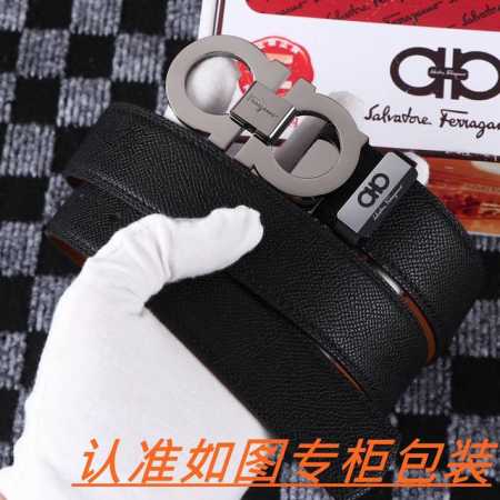 品名：菲拉格木原单 材料：百分百头层牛皮，保证真皮。24K纯钢扣双面可用专柜同等质量， 送人自用首选 包装： 请认准如图专柜包装，赠送打孔器，银联发票，宽度3. - 点击图像关闭