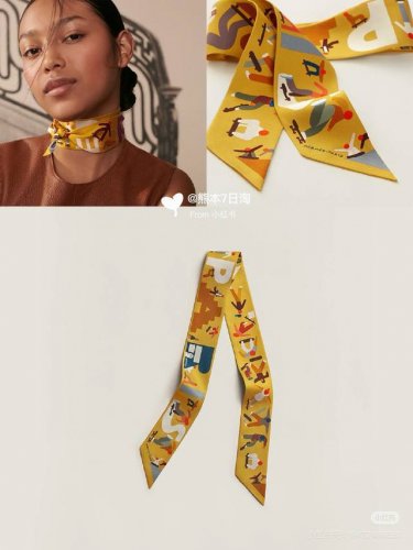 爱马仕Hermes “自由姿態 ”Twilly小丝巾 Twilly真丝缎带 100%桑蚕丝 。 这款小巧的真丝配饰佩戴方式千变万化，可为您的日常造型增添灵动妙趣