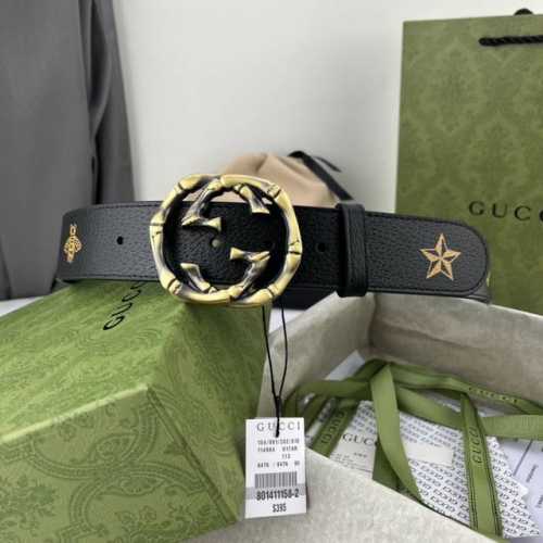 古奇，宽3.8Cm。最新原单意大利进口，Gucci复古标识出自80年代印花，搭配织纹背景，浮雕装饰金属搭扣，条条精美无瑕疵，原厂复刻，做工精细，搭配最新专柜方形