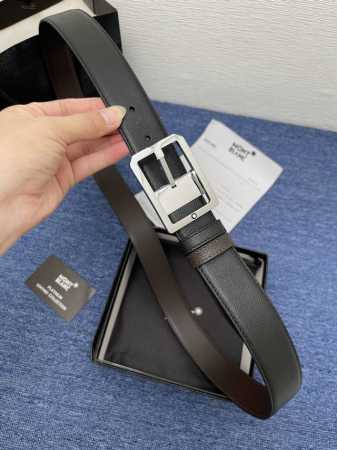 Montblanc万宝龙 全套包装 宽3.5Cm 采用头层牛皮 精品扣头 自由裁剪商务休闲皮带 - 点击图像关闭