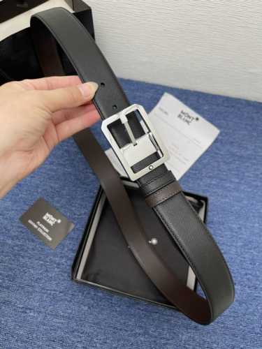 Montblanc万宝龙 全套包装 宽3.5Cm 采用头层牛皮 精品扣头 自由裁剪商务休闲皮带