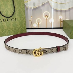 特 Gucci 古驰 2.0Cm 经典进口帆布防水料配牛皮底 搭配Cc转动扣 双面可用 做工精细