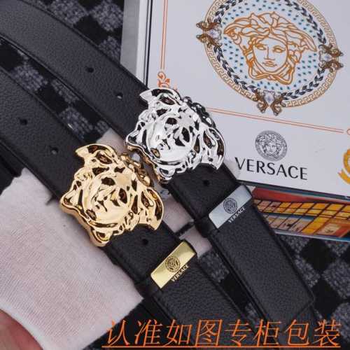 品名：范思哲 原单 材料：百分百头层牛皮腰带，保证真皮皮带，专柜原单品质、做工精细，送人自用首选 包装： 请认准如图专柜包装，赠送打孔器，银联发票，宽度3.8C