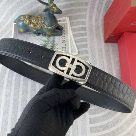菲拉格慕 特种皮腰带系列 ，原厂五金精品不锈钢扣，手感柔软舒适 宽3.8Cm。 - 点击图像关闭
