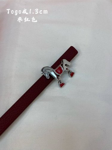 官网同步-Hermes-Glenan皮帶扣&雙面皮腰帶 13Mm 鍍鈀金属皮带扣 小牛皮双面腰带