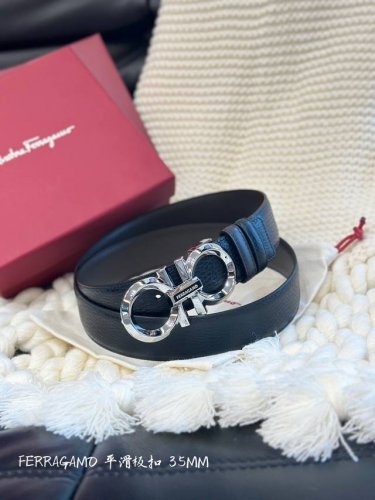 Ferragamo 菲拉格慕平滑扣腰带 宽度35Mm宽 双面原版头层牛皮 自由裁剪设计
