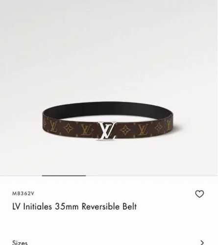 Lv3.5Cm宽度m8362 双面可用 亮面银色经典字母搭扣 采用细腻进口原厂小牛皮 一面咖色老花标志性图案