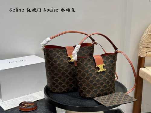 礼盒包装 赛琳Celine 24S Louise 水桶包 中号光滑牛皮手袋 24S新款 Louise凯旋门发财桶 今年这款Louise的锁扣加入了凯旋门元素 增