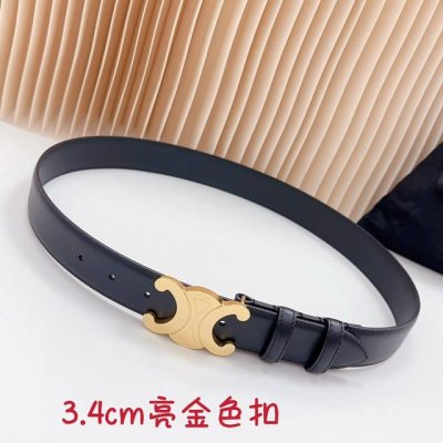 特 3.4Cm塞琳官网经典款，双面头层牛皮皮料，长度：.75.80.85.90.95.100.105.110欧， 铜 五金扣原版开模定制庆祝]